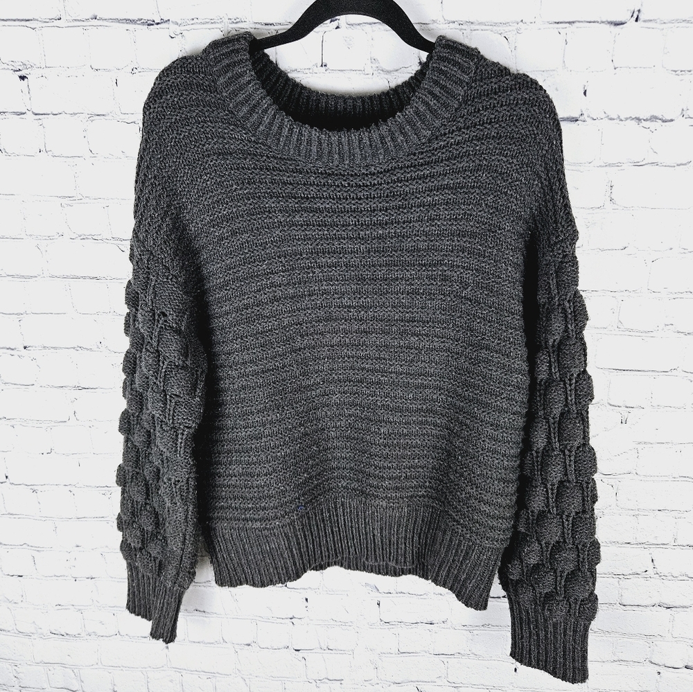 ELODIE | popcorn bubble sleeve oversized chunky knit sweater